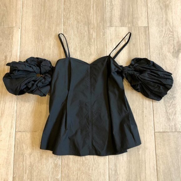 JW ANDERSON WOMEN BLACK OFF THE SHOULDER CAMISOLE TOP Size UK 6/ US XS - Picture 6 of 12